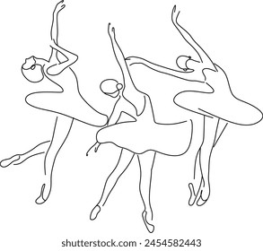 Linear drawing of ballerinas.  Without artificial intelligence