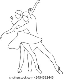 Linear drawing of ballerinas.  Without artificial intelligence