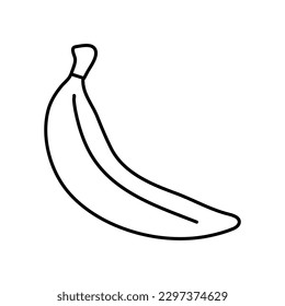Linear drawing banana isolated on white background. Doodle or Sketch for coloring booking page. Vector illustration