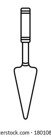 LINEAR DRAWING OF A CAKE SPATULA ON A WHITE BACKGROUND