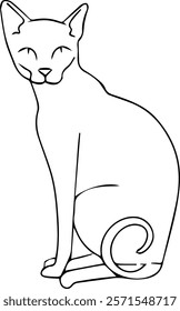 A linear drawing of a cat. Vector illustration. Fashionable modern minimalist design.