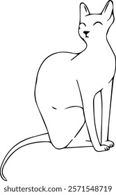 A linear drawing of a cat. Vector illustration. Fashionable modern minimalist design.