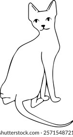 A linear drawing of a cat. Vector illustration. Fashionable modern minimalist design.