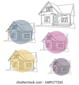 Dibujo lineal de una casa de campo