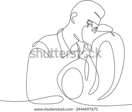 Linear drawing of a couple in love, a man and a woman kissing