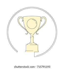 Linear drawing of the cup. Icon of the winner award. Flat, vector.