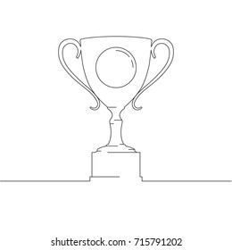 Linear drawing of the cup. Icon of the winner award. Flat, vector.