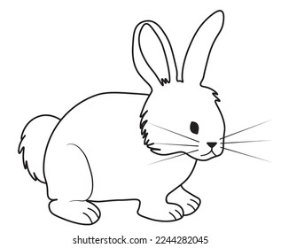 Linear drawing of cute lovely bunny, rabbit or hare. Easter symbol or mascot. Vector Ilustration isolated on white background.