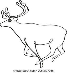 Linear drawing of a deer. Vector graphics. Design for transport companies, backgrounds, labels