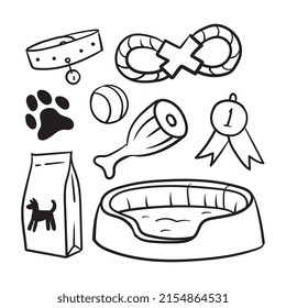 Linear drawing of a dog joy. Vector doodles in doodle style.