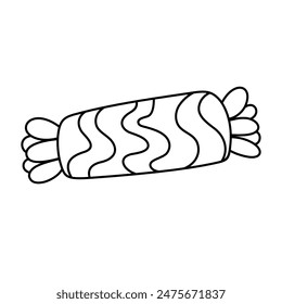 Linear drawing of a doodle-style candy on a white background. Vector illustration
