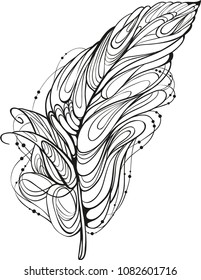 Linear drawing of an elegant feather.