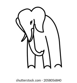 linear drawing of an elephant on a transparent background