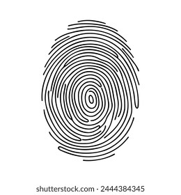 Linear drawing of a fingerprint. Continuous line drawing of biometric scan symbol on white background.