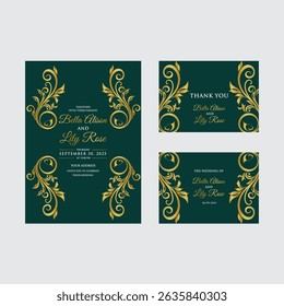 Linear drawing with flowers and leaves in golden colors. Engraved illustration of water lily in outline style for spa, Monochrome etching for wedding card.