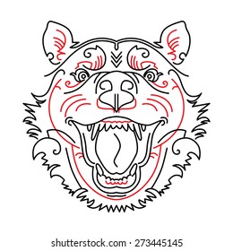 linear drawing of grin dog.