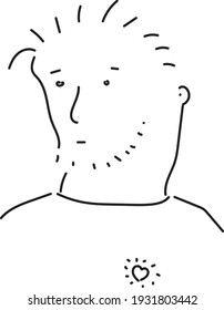 linear drawing of a healthy young bearded man