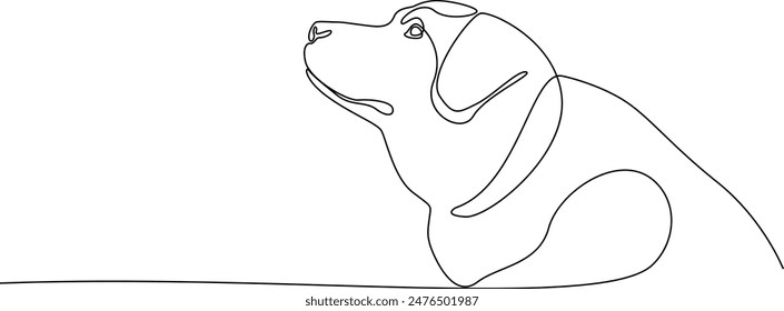 Linear drawing of Labrador. Dog is man's best friend. Adult dog, minimalism. Pet tattoo. Stylized illustration of a pet