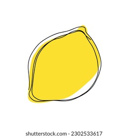 Linear drawing lemon isolated on white background. Sketch. Icon. Vector illustration.