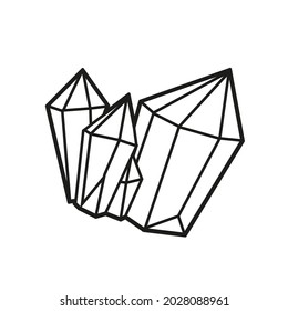 Linear drawing magic crystals for coloring page on a white background