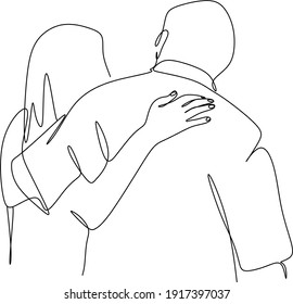 Linear Drawing Man Holding Girl His Stock Vector (Royalty Free ...