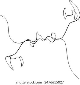 Linear drawing of a man and woman kissing. Abstract portrait of a man and woman in a minimalist style. Without artificial intelligence