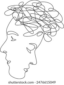 Linear drawing of a man and woman kissing. Abstract portrait of a man and woman in a minimalist style. Without artificial intelligence