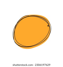 Linear gezeichnete orangefarbene Früchte. Linie und Ort. Orange einzeln auf weißem Hintergrund. Skizze. Symbol. Vektorgrafik.