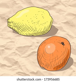 linear drawing pear at paper, vector illustration