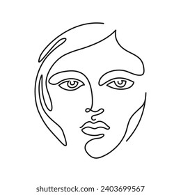 linear drawing portrait of a female face in a minimalistic style
