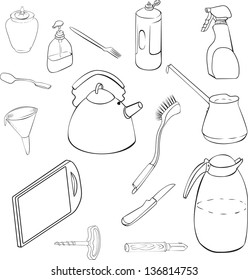Linear drawing of pots and pans