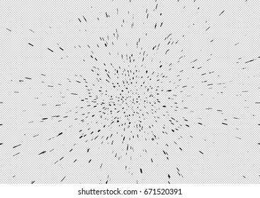 Linear drawing of radial sun rays in vintage style transparent . Hand drawn linear, vector illustration eps8.