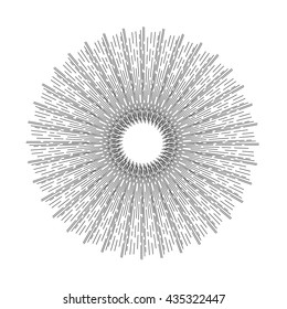 Linear drawing of rays of the sun. Light rays of burst.