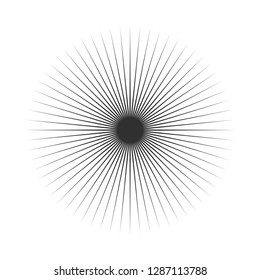 Linear drawing of rays of the sun in vintage style.