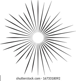 Linear drawing of rays of the sun in vintage style