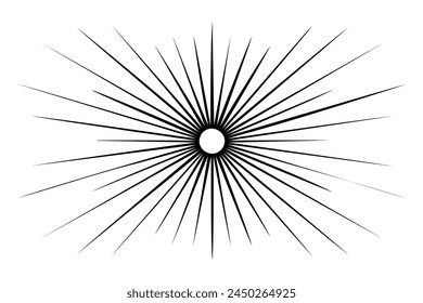 Linear drawing of rays of the sun in vintage style