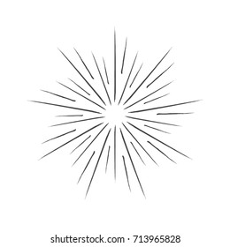 Linear drawing of rays of the sun in vintage style.