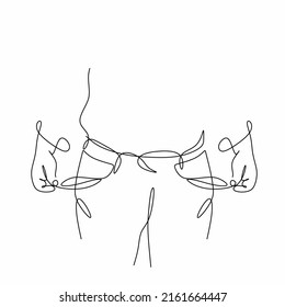 linear drawing of the silhouette of men's hands with turned-out pockets in a minimalist style. The concept of bankruptcy