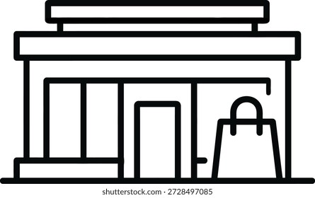 Dibujo lineal de un edificio sencillo con una puerta arqueada, disponible para obtención de licencias comercial.