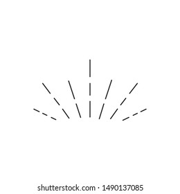 Linear drawing of sun rise. Light rays of burst. Hand drawn vector illustration