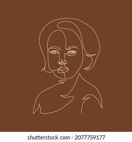 Dibujo lineal de la cara de una mujer. Estilo continuo de una línea. Arte dibujado a mano.