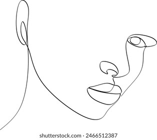 Linear drawing of a woman's face . Vector illustration without artificial intelligence
