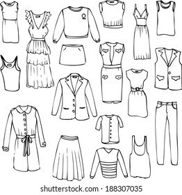 Clothes Doodles Set Fashion Sketch Apparel Stock Vector (Royalty Free ...