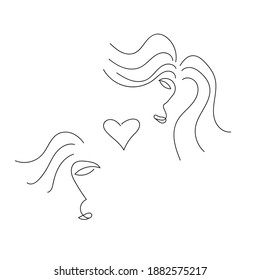 Linear drawing of young people in love
