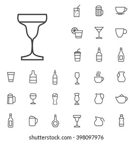 Linear drinks icons set. Universal drinks icon to use in web and mobile UI, drinks basic UI elements set