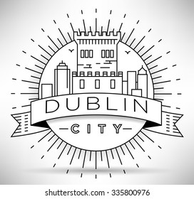 Linear Dublin City Silhouette with Typographic Design