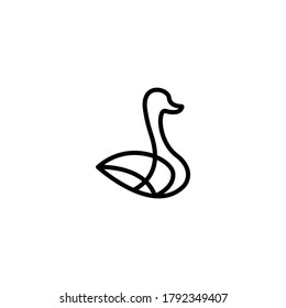 Linear duck vector logo design