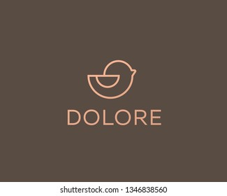Linear duck vector logotype. Rubber bird toy icon symbol logo.