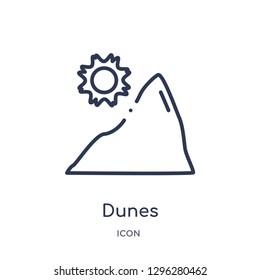 Linear dunes icon from Desert outline collection. Thin line dunes icon vector isolated on white background. dunes trendy illustration