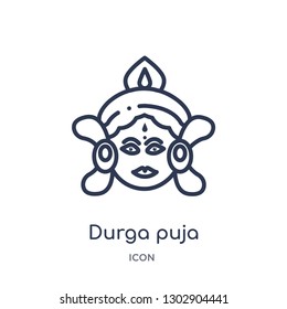 Linear durga puja icon from India outline collection. Thin line durga puja icon isolated on white background. durga puja trendy illustration